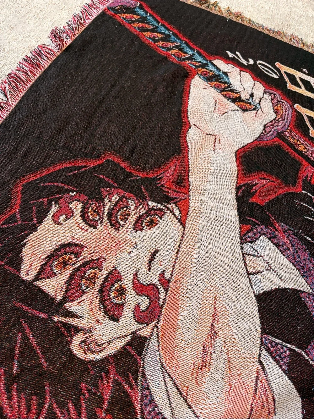 Anime Demon Slayer Wall Throw Blanket - Red & Black